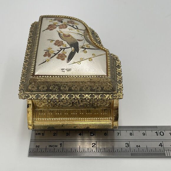 Vintage SANKYO Art Of Chokin Grand Piano Music Box WORKS 1940 - 1960 Japan Bird - Picture 11 of 13